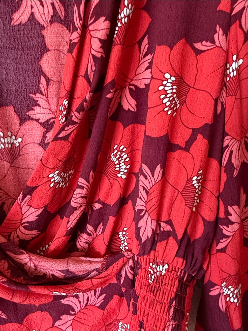 ROLLA'S Red Floral Cowl Neck Long Sleeve Blouse - Picture 4 of 5